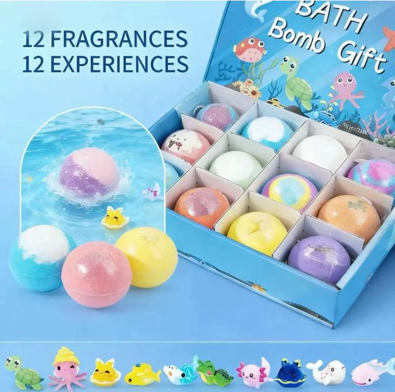 โจ๐๐๐๐๐๐๐ยฎ Kids Bath Bomb Set โ 7 Fun Designs for Learning & Play ๐งฝ๐(No more fear of bath time โ turn it into fun learning and play)