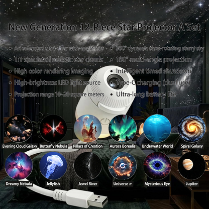 🌟𝐁𝐕𝐉® 2-in-1 Galaxy Projector Night Light-Adjustable Brightness 360° Rotating Design✨ ✨