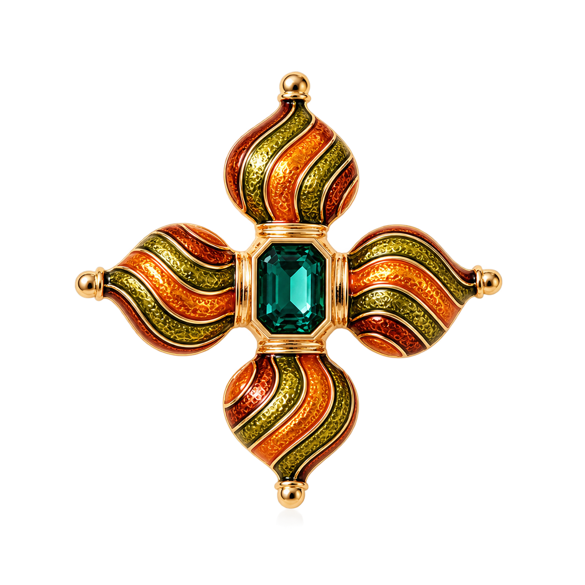 CZTICLE® Vintage Emerald Enamel Brooch – Timeless Art-Inspired Elegance