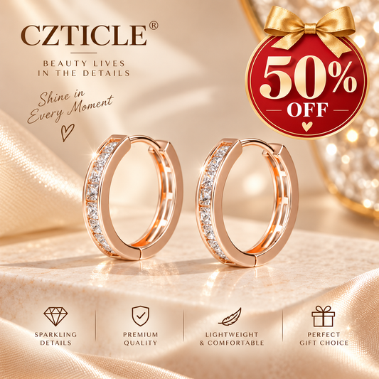 CZTICLE® Radiant Sparkle Hoop Earrings – Silver & Rose Gold ✨
