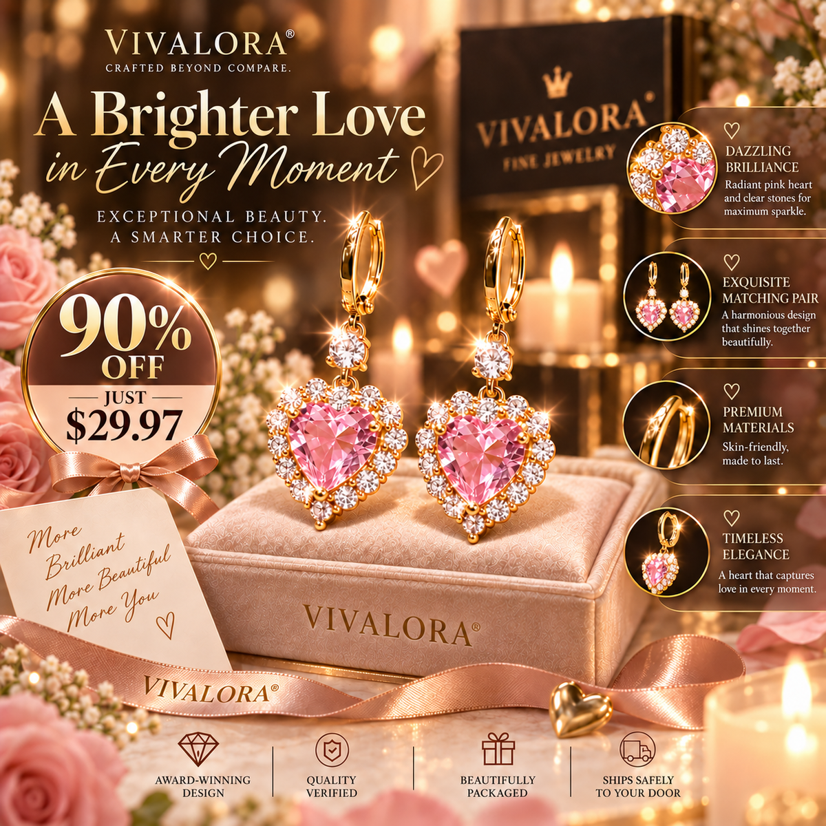 😆 Surprise！Add Another VIVALORA® Celestia Heart Earrings & Save 90% 💖✨
