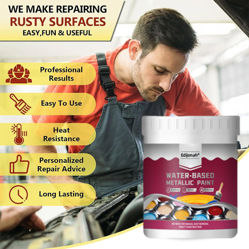 🔨 EdiJonah® Rust Converter Metallic Paint – Converts Rust & Leaves a Durable Metallic Finish for Tools, Gates & More