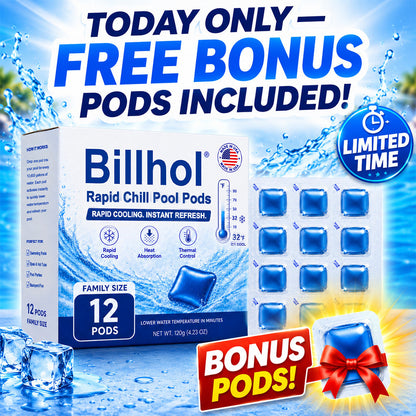 🥵 Stop Swimming in Hot Water This Summer!  💦 Billhol® Rapid Chill Pool Pods —  Rapid Cooling in Just 15 Minutes 🌡️ Helps Maintain Water Temperatures Up to 0% Cooler 🧊 1 Pod Treats Up to 400 Gallons