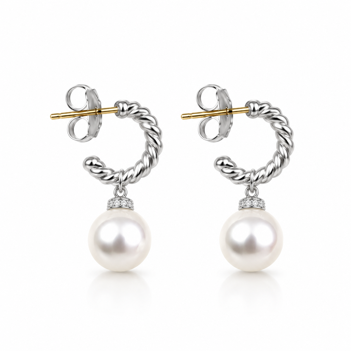 CZTICLE® Natural Pearl Twisted Hoop Earrings – Timeless Everyday Elegance