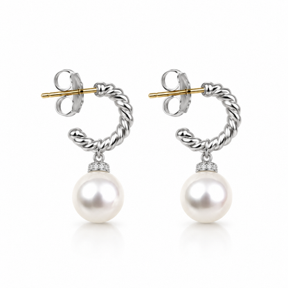 CZTICLE® Natural Pearl Twisted Hoop Earrings – Timeless Everyday Elegance