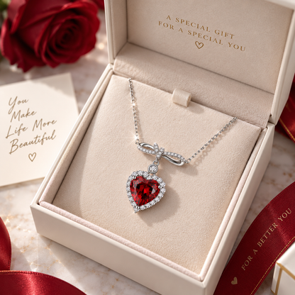 CZTICLE® Eternal Heart Necklace – Brilliant Red Heart Pendant with Timeless Sparkle ❤️