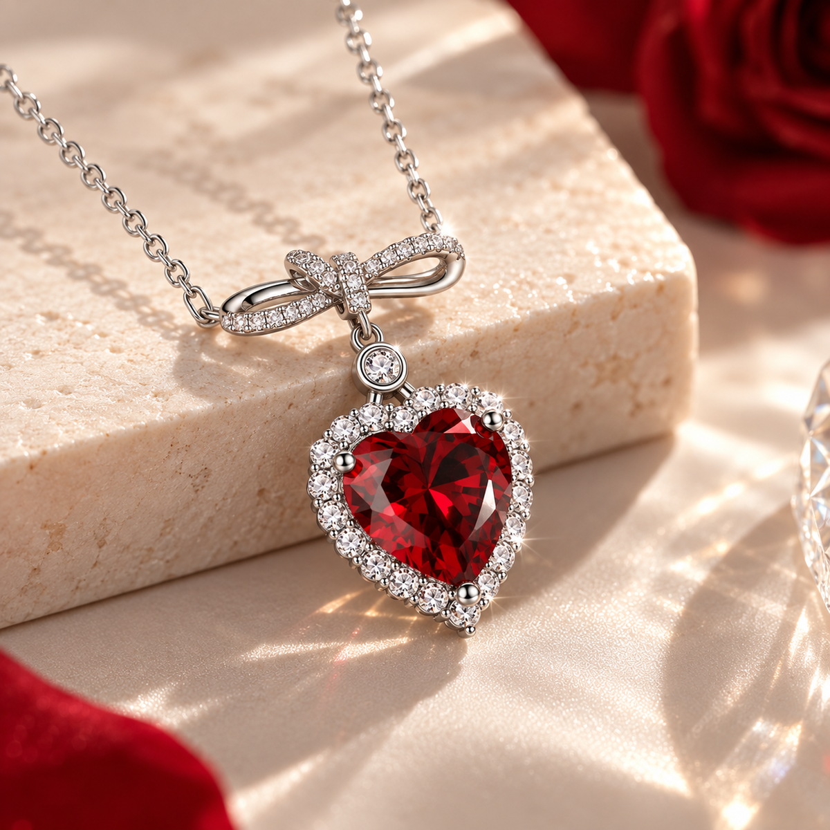 CZTICLE® Eternal Heart Necklace – Brilliant Red Heart Pendant with Timeless Sparkle ❤️