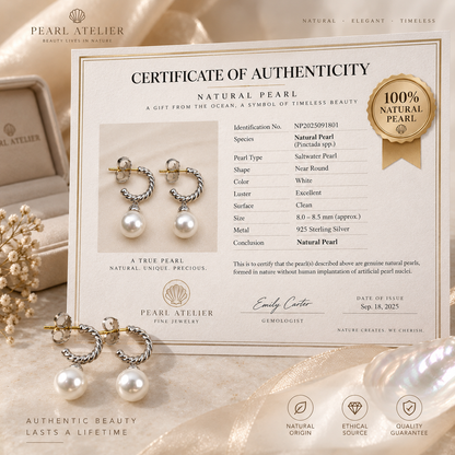 CZTICLE® Natural Pearl Twisted Hoop Earrings – Timeless Everyday Elegance
