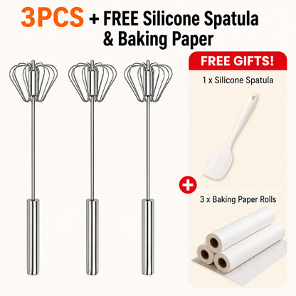 🥄✨ BVJ® Stainless Steel Hand-Push Rotary Whisk – Fast, Effortless Mixing in Seconds