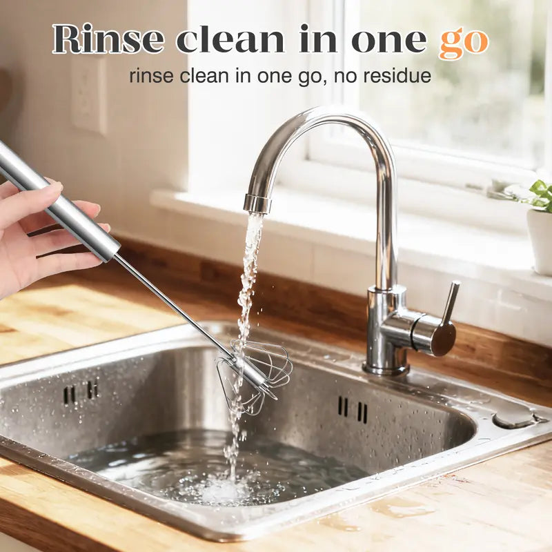 🥄✨ BVJ® Stainless Steel Hand-Push Rotary Whisk – Fast, Effortless Mixing in Seconds