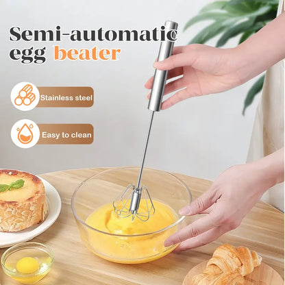 🥄✨ BVJ® Stainless Steel Hand-Push Rotary Whisk – Fast, Effortless Mixing in Seconds