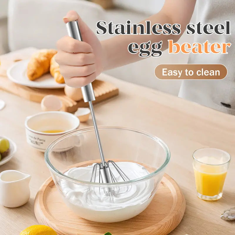 🥄✨ BVJ® Stainless Steel Hand-Push Rotary Whisk – Fast, Effortless Mixing in Seconds
