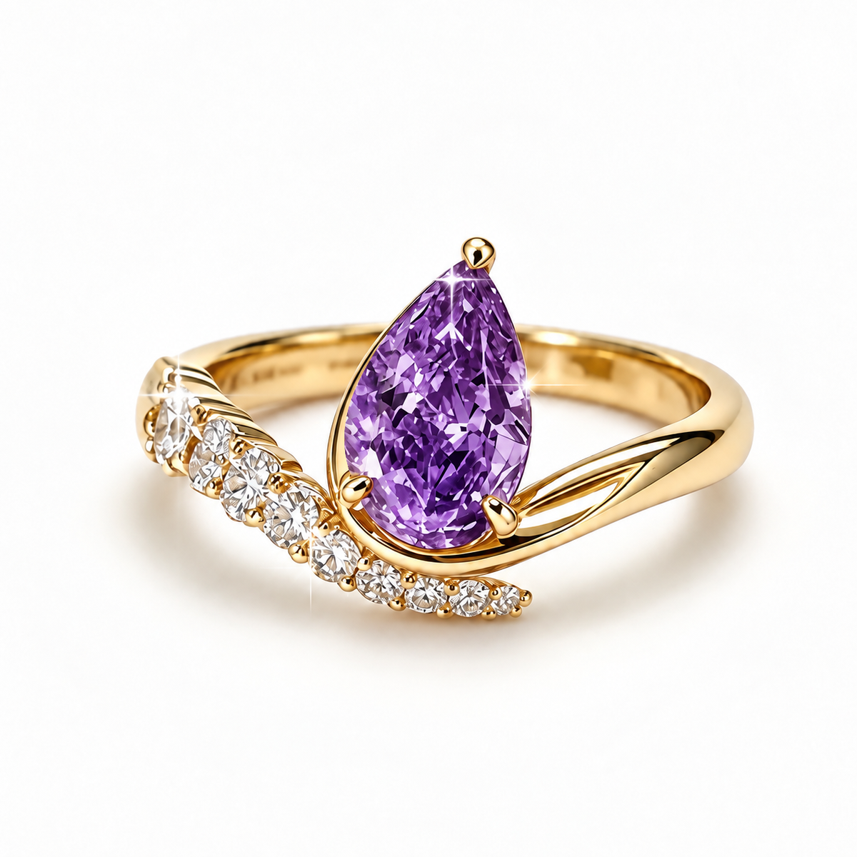 🔥 LAST DAY 90% OFF 丨VIVALORA® Pear-Shaped Gold Moissanite Adjustable Ring — Radiant Elegance