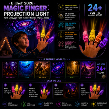 🎃 REBYIPO® 2026 Halloween Magic Finger Projector – 24+ Spooky Scenes Across 6 Immersive Worlds | Limited Edition 👻