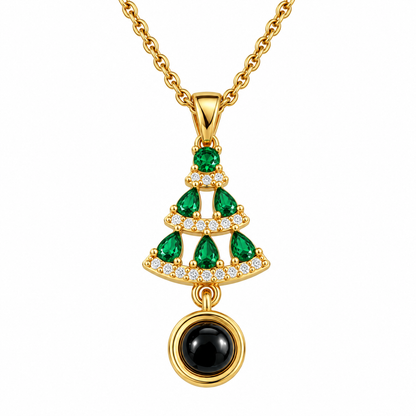 Vivalora® Christmas Tree Projection Necklace – “I Love You” in 100 Languages Pendant 🎄❤️