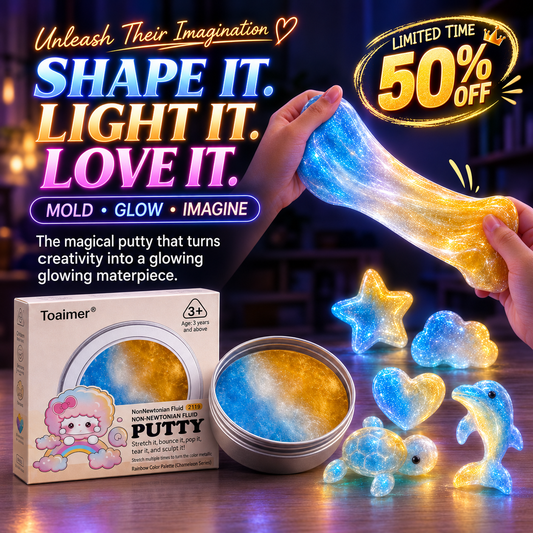 🚨 LAST DAY: SAVE 50%丨 Toaimer® Liquid Glass Glow Slime Putty — Sculpt Your Own Glowing World🌌
