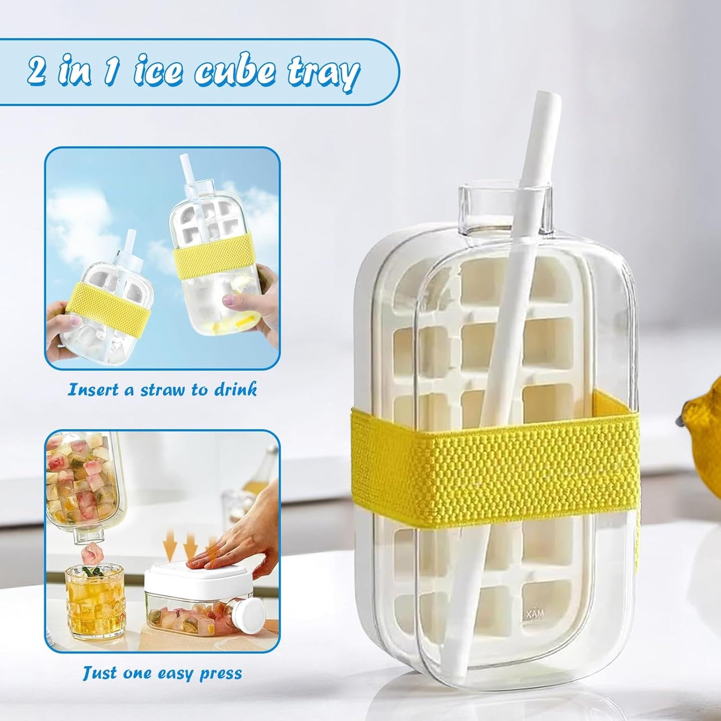 🔥BVJ® 2-in-1 Contactless Ice Cube Tray & Water Bottle🧊