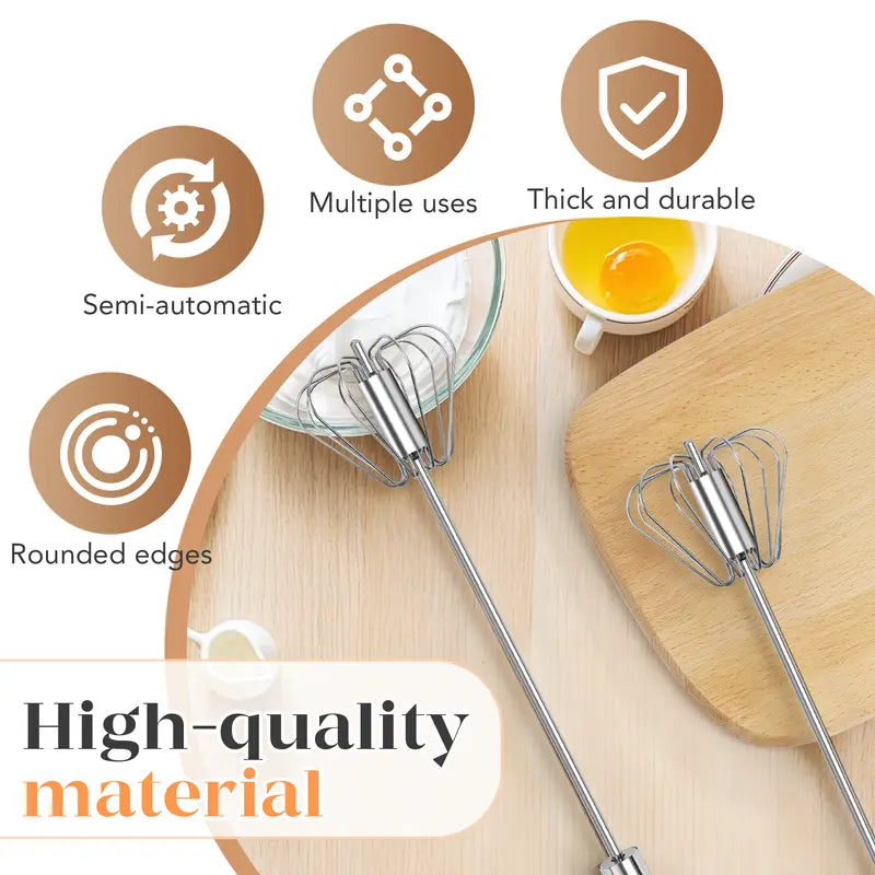 🥄✨ BVJ® Stainless Steel Hand-Push Rotary Whisk – Fast, Effortless Mixing in Seconds