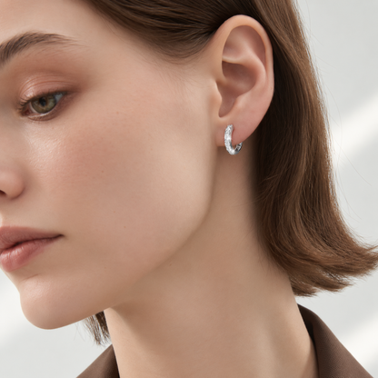CZTICLE® Radiant Sparkle Hoop Earrings – Silver & Rose Gold ✨