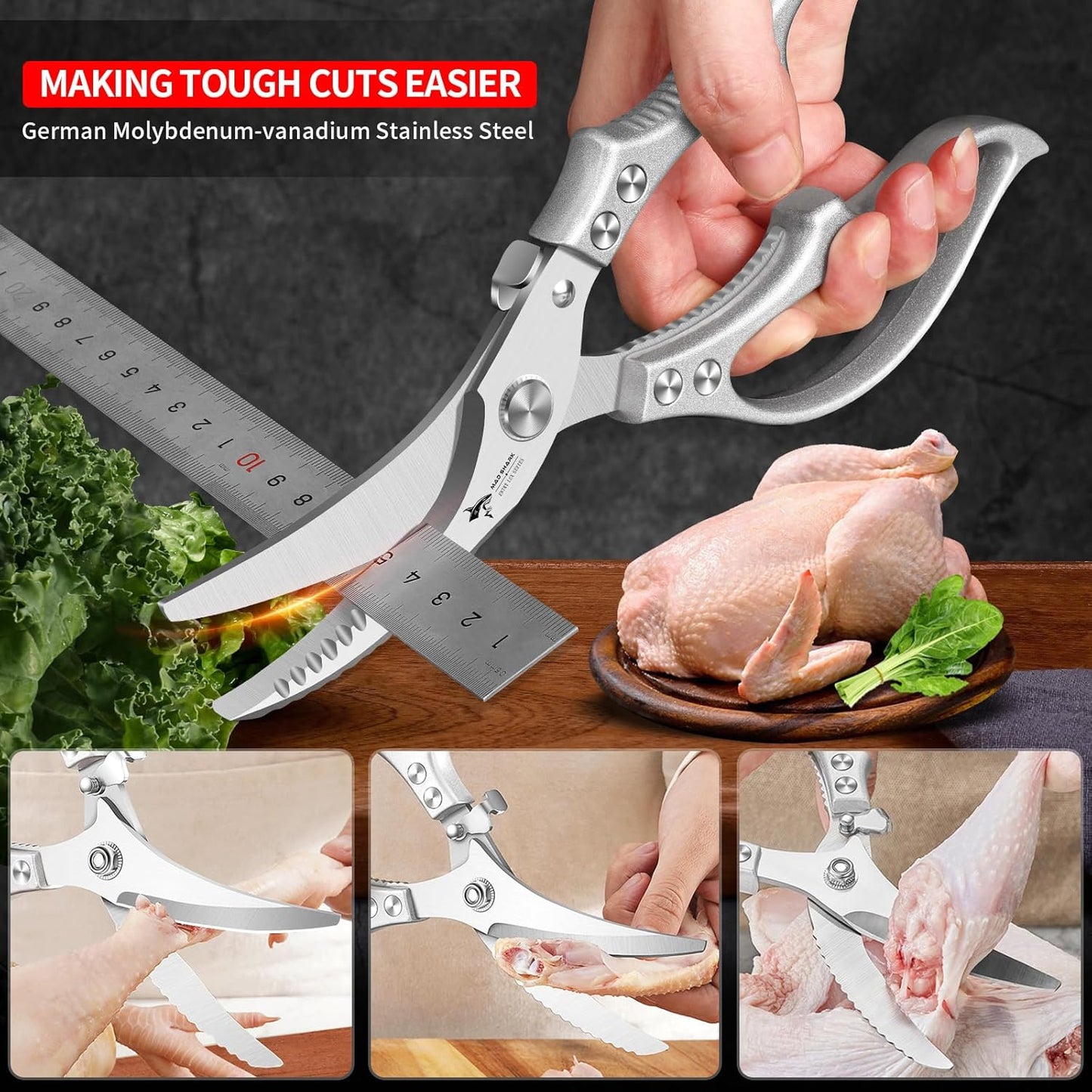 ✂️ LIMITED TIME 49% OFF! 🎁 Heavy-Duty Multifunction Kitchen Shears – 4-in-1 Tool with Fish Scaler, Bottle Opener & Safety Lock 🔪