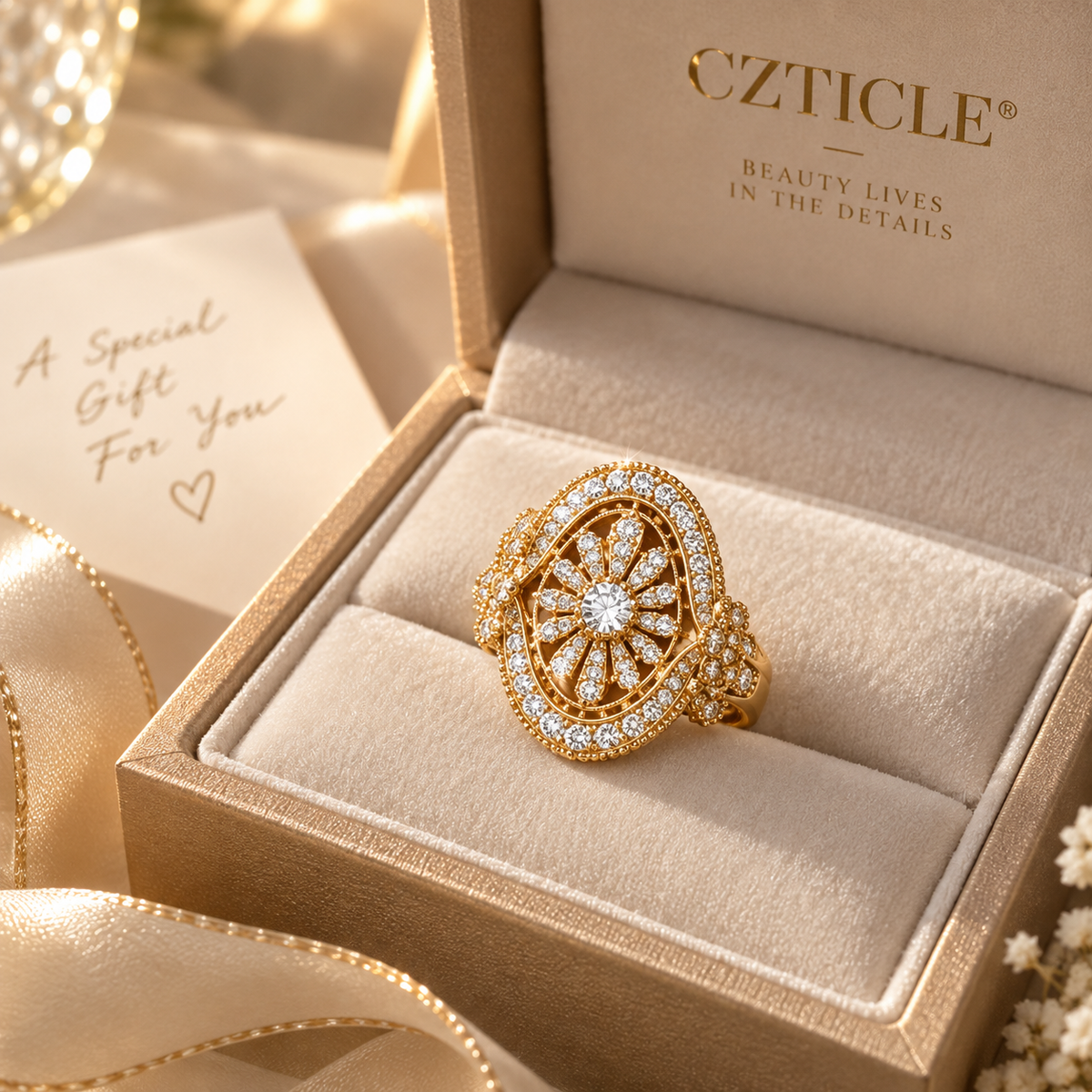 CZTICLE® Vintage Radiance Statement Ring – Timeless Art Deco Elegance ✨