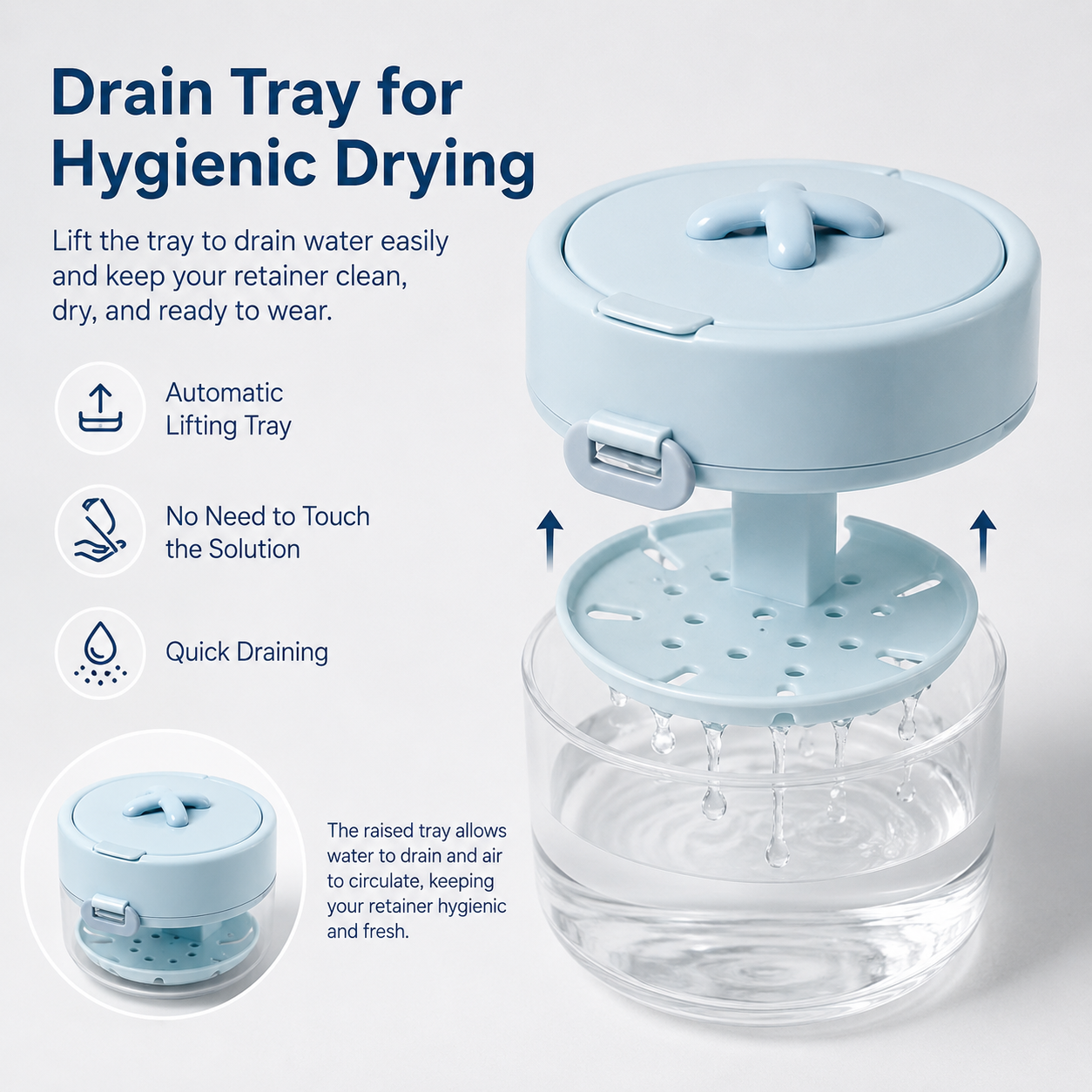 🔥 HEATWOLF® 3-in-1 Leak-Proof Retainer Cleaning Case – Mirror, Drain Tray & Travel Storage in One