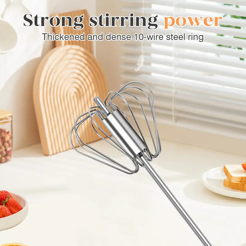 🥄✨ BVJ® Stainless Steel Hand-Push Rotary Whisk – Fast, Effortless Mixing in Seconds