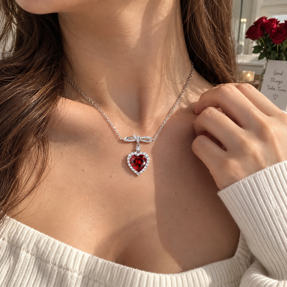 CZTICLE® Eternal Heart Necklace – Brilliant Red Heart Pendant with Timeless Sparkle ❤️