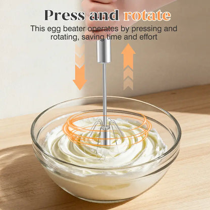 🥄✨ BVJ® Stainless Steel Hand-Push Rotary Whisk – Fast, Effortless Mixing in Seconds