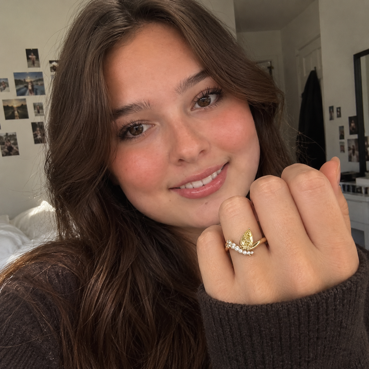 🔥 LAST DAY 90% OFF 丨VIVALORA® Pear-Shaped Gold Moissanite Adjustable Ring — Radiant Elegance