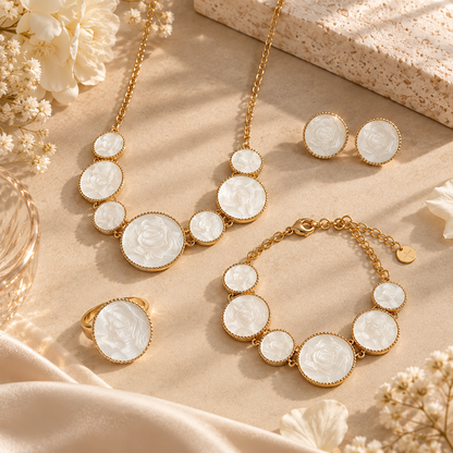 CZTICLE® Timeless Pearl Glow 4-Piece Jewelry Set – Necklace, Bracelet, Earrings & Ring ✨