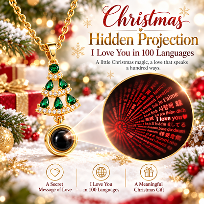 Vivalora® Christmas Tree Projection Necklace – “I Love You” in 100 Languages Pendant 🎄❤️
