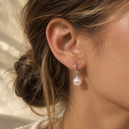 CZTICLE® Natural Pearl Twisted Hoop Earrings – Timeless Everyday Elegance