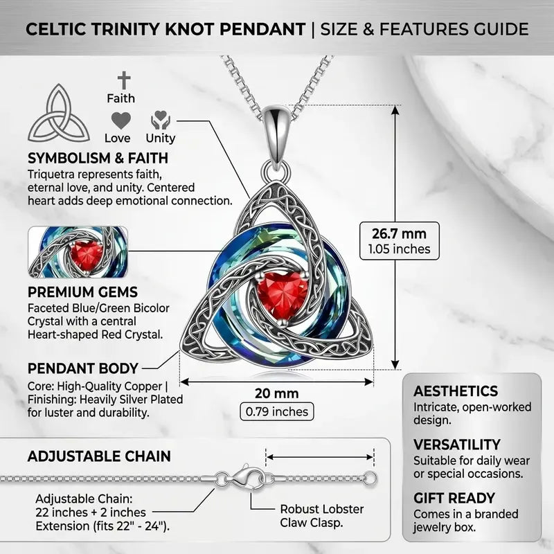 Vivalora® Celtic Trinity Knot Birthstone Necklace — Personalized Symbol of Love, Family & Forever Connection ✨