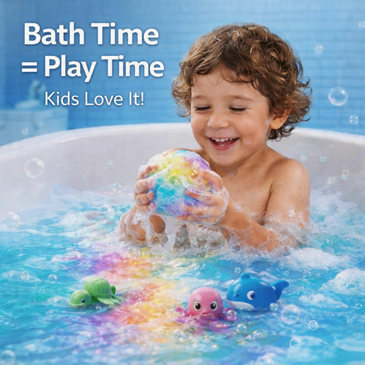 ✨𝐑𝐄𝐁𝐘𝐈𝐏𝐎® Kids Bath Bomb Set — 7 Fun Designs for Learning & Play 🧽🛁(No more fear of bath time — turn it into fun learning and play)